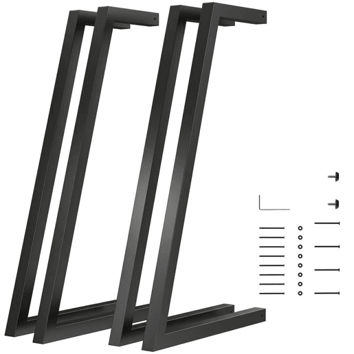 HOMCOM Pernas de Mesa de Aço, Conjunto de 4 Pernas para Móveis Industriais com Pés Ajustáveis e Parafusos para Mesa de Jantar, Banco, 43x3x72 cm, Preto