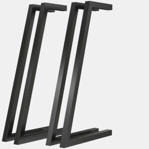 HOMCOM Pernas de Mesa de Aço, Conjunto de 4 Pernas para Móveis Industriais com Pés Ajustáveis e Parafusos para Mesa de Jantar, Banco, 43x3x72 cm, Preto