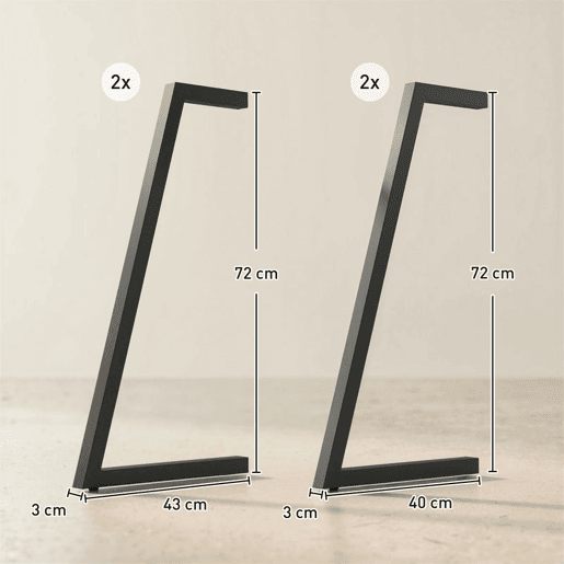 HOMCOM Pernas de Mesa de Aço, Conjunto de 4 Pernas para Móveis Industriais com Pés Ajustáveis e Parafusos para Mesa de Jantar, Banco, 43x3x72 cm, Preto