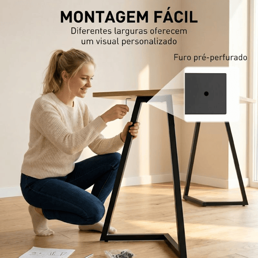 HOMCOM Pernas de Mesa de Aço, Conjunto de 4 Pernas para Móveis Industriais com Pés Ajustáveis e Parafusos para Mesa de Jantar, Banco, 43x3x72 cm, Preto