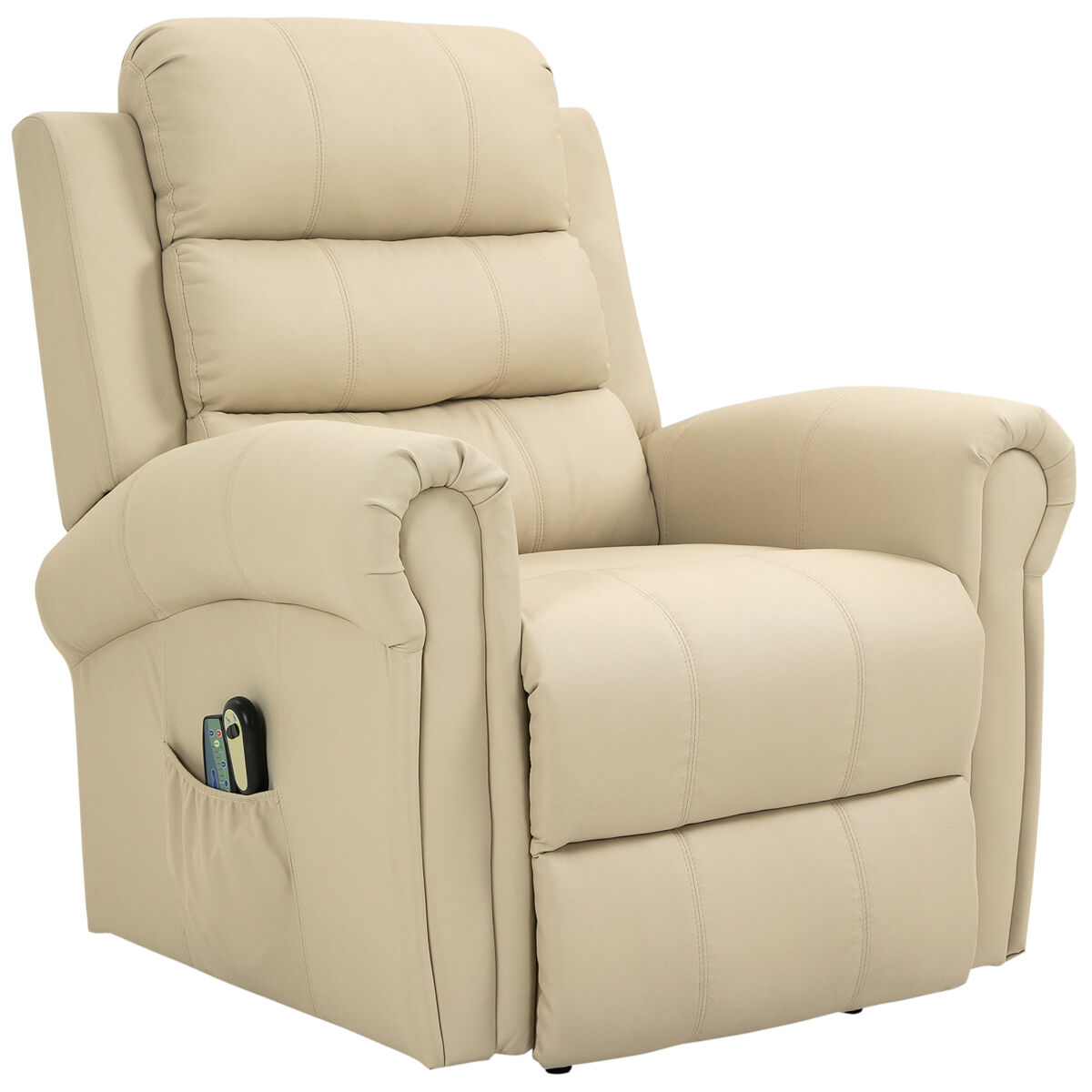 Sillón relax reclinable eléctrico levanta personas con masaje vibratorio y calor control remoto crema