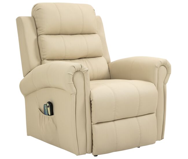 Sillón relax reclinable eléctrico levanta personas con masaje vibratorio y calor control remoto crema