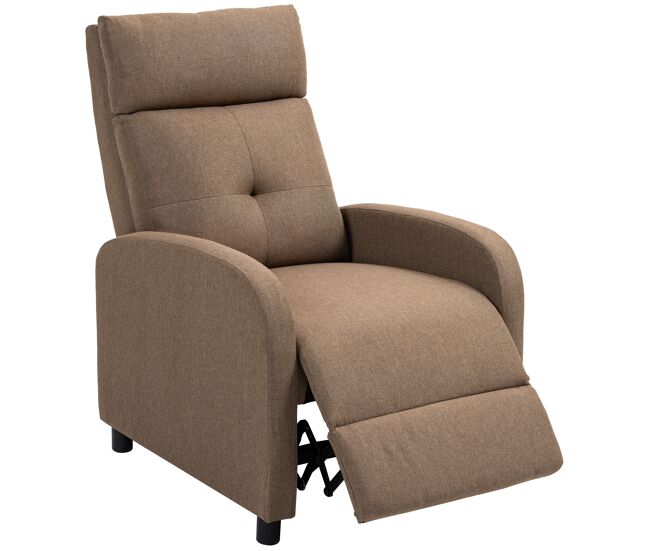 Sillón reclinable manual sofá individual con reclinación hasta 155o carga 150 kg marrón