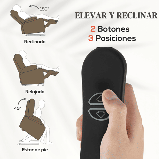 Poltrona elétrica reclinável com controle remoto, porta USB e bolsos laterais (marrom)