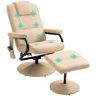Poltrona reclinável relaxante com apoio para os pés, cadeira de massagem elétrica com 10 pontos de massagem, poltrona giratória relaxante com controle remoto para sala de estar ou escritório, bege