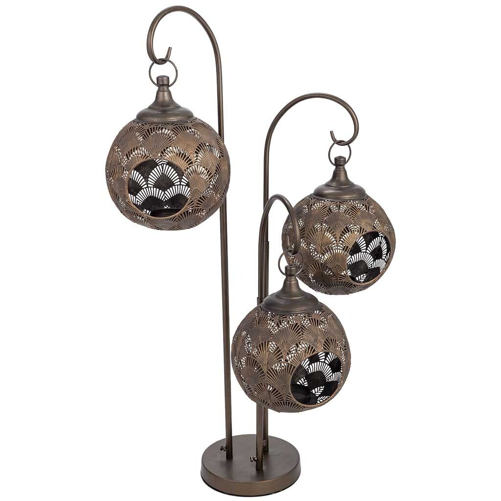 Portavelas de metal dorado 56x49x91 cm