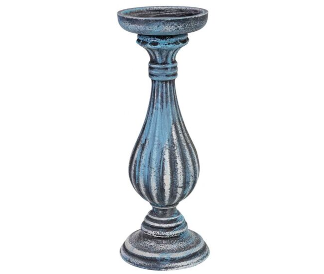 Candelabro de madera azul 11x11x29h cm