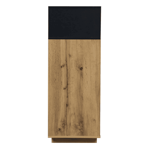 Armário para sapatos 120 x 32 x 84,5 cm - 3 compartimentos abertos + 2 compartimentos com porta basculante, armário duplo, MDF, 50 kg - madeira natural + preto Armário para sapatos 120 x 32 x 84,5 cm - 3 compartimentos abertos + 2 compartimentos com porta basculante, armário duplo, MDF, 50 kg - madeira natural + preto