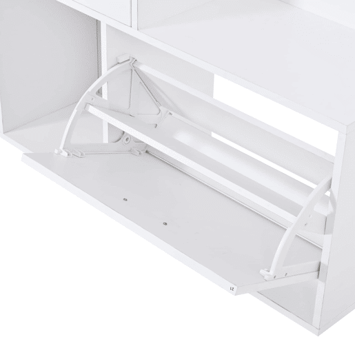 Móvel de entrada com cabideiro e banco para sapatos 90x30x180 cm - 2 gavetas, 3 ganchos, espelho de vidro, 3 prateleiras - branco