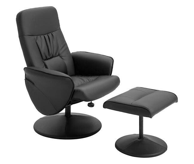 Sillón de relax con reposapiés respaldo reclinable hasta 145° para salón dormitorio oficina 76x81x101 cm negro