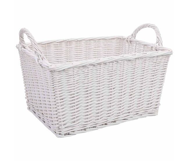 Cesta de mimbre blanco 52x40x37h cm