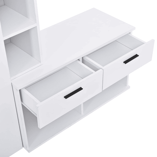 Móvel de entrada com cabideiro 120x35x175,5 cm - sapateira, espelho, ganchos, 2 gavetas, compacto - branco
