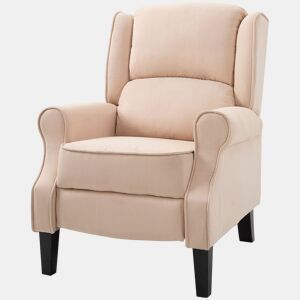 Poltrona de massagem reclinável com controle remoto, 2 zonas de massagem e estofamento em tecido camurça, 78x83x101 cm, creme.
