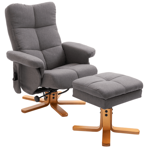 Poltrona reclinável Relax com apoio para os pés, 10 pontos de massagem giratórios, controle remoto, bolso lateral, cinza escuro