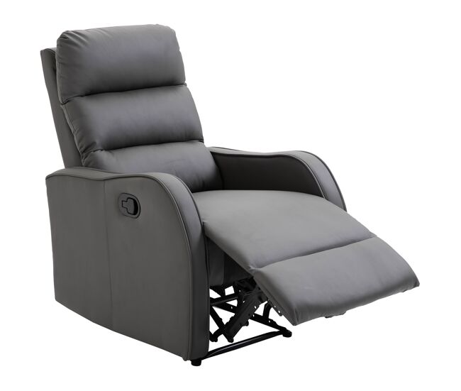 Sillón relax reclinable sofá relax tapizado en pu con reposapiés retráctil para dormitorio salón 65x89x100 cm gris