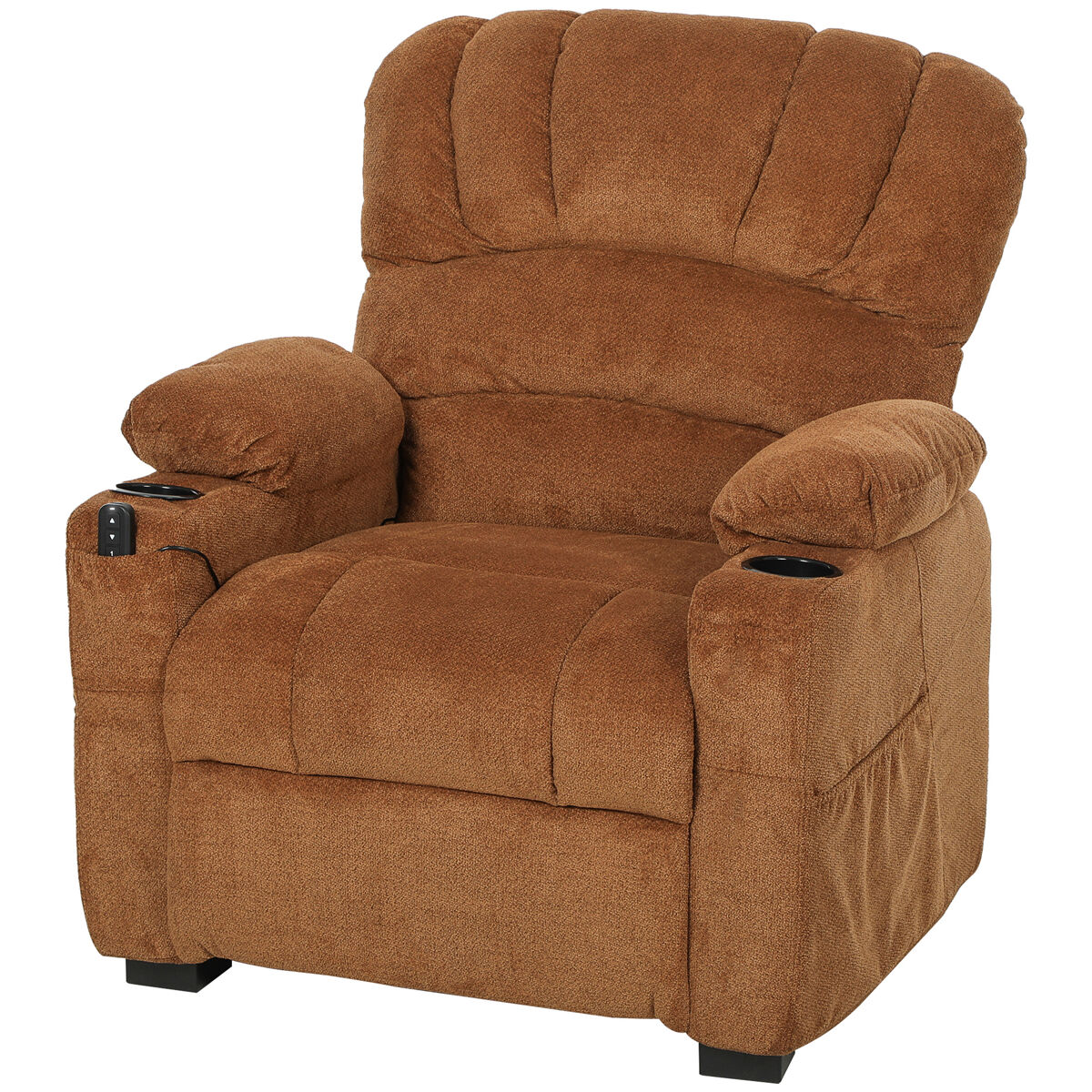 Sillón relax reclinable eléctrico silencioso con función memoria reposapiés mando a distancia bolsillo lateral marrón