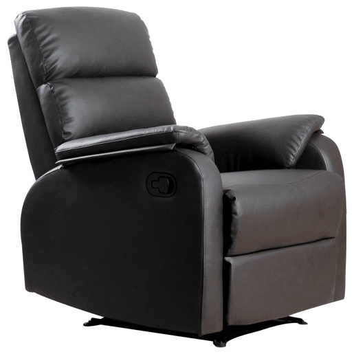 Poltrona reclinável manual Relax, estofada em PU, com apoio para os pés retrátil, estofamento espesso, reclina até 160º, para sala de estar e quarto, marrom, 75x92x99 cm