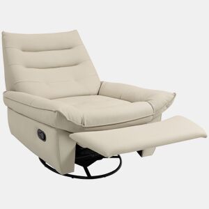 Poltrona giratória reclinável Relax com função de balanço, estofamento em PU, apoio para os pés, assento amplo, estofamento espesso, cor creme.