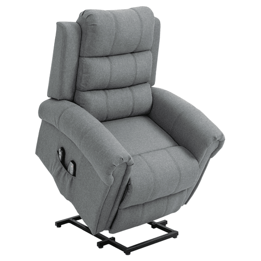 Poltrona elétrica reclinável com massagem vibratória e aquecimento, controle remoto, cinza.