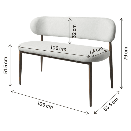 Banco de jantar em tecido - 110 cm - Sélène - 3 lugares - Cinzento claro e castanho
