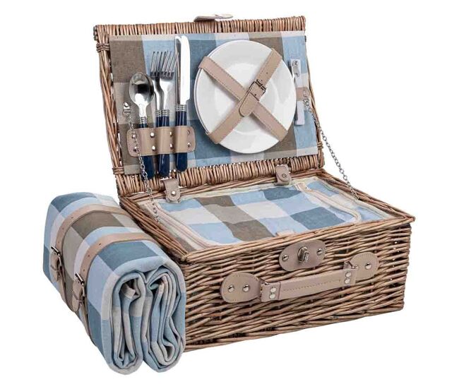 Cesta de picnic 2 servicios marrón 38x26x18 cm
