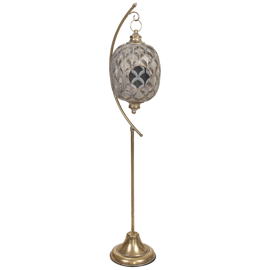 Portavelas de metal dorado 29.5x25x131h cm