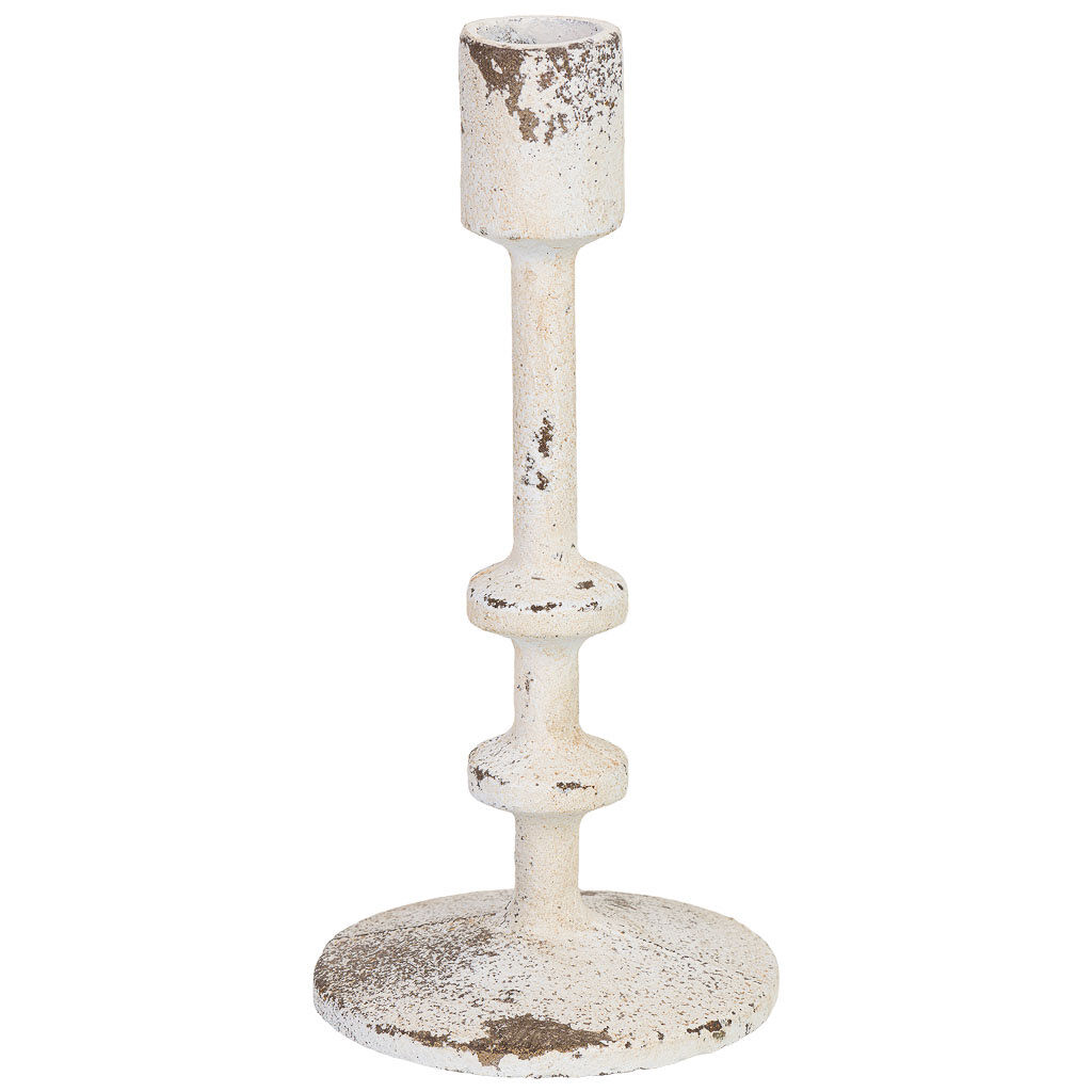 Candelabro de metal blanco 9x9x18 cm