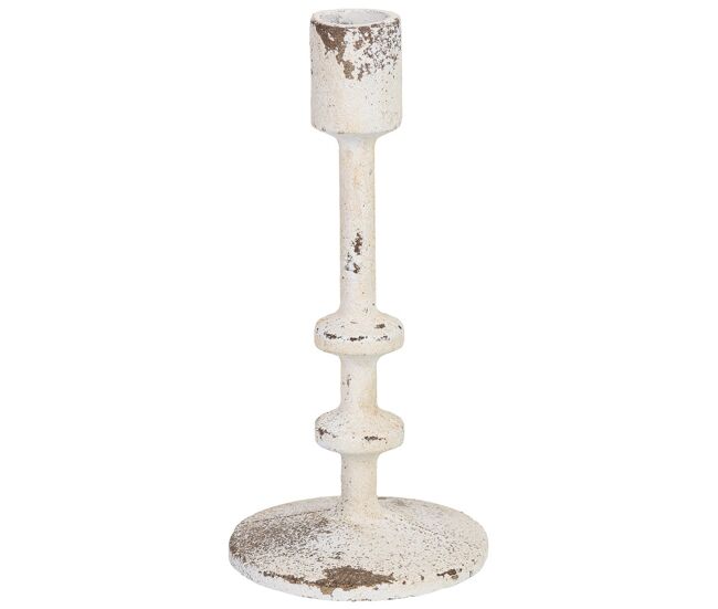 Candelabro de metal blanco 9x9x18 cm