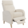 Poltrona reclinável Relax, estofada em linho sintético, com apoio para os pés e bolsos laterais, capacidade de carga de 135 kg, cor creme.
