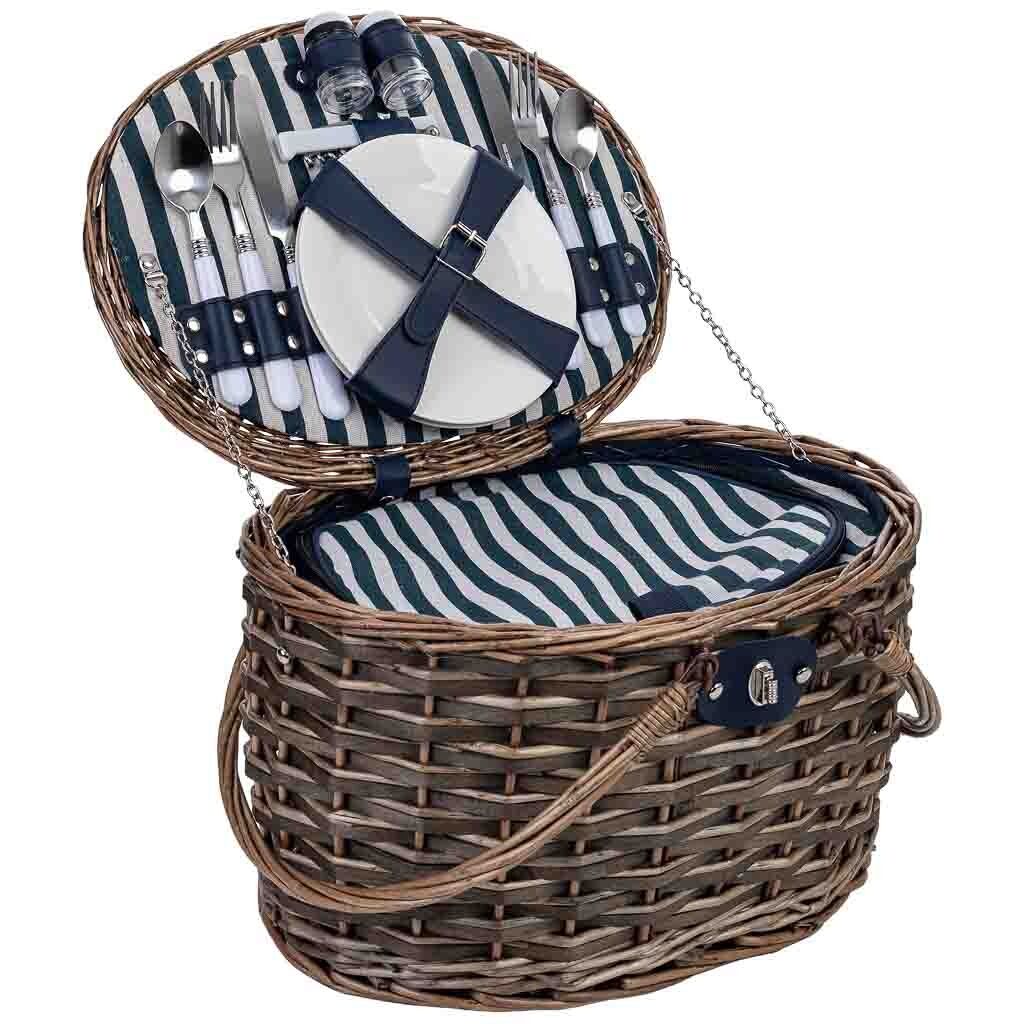 Cesta de picnic 2 servicios marrón oscuro 40x28x25 cm