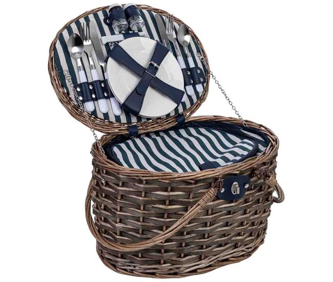 Cesta de picnic 2 servicios marrón oscuro 40x28x25 cm