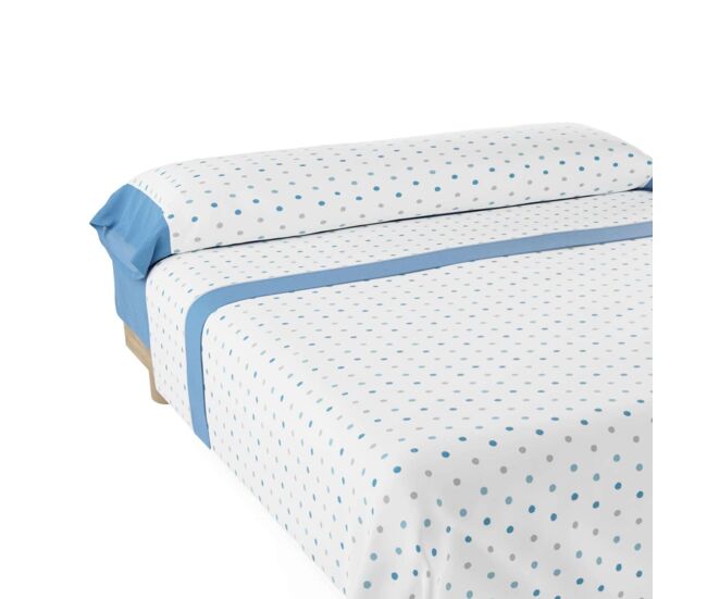 Juego de sábanas maia nalui azul tejido polycotton, lavable a 30o y fácil planchado