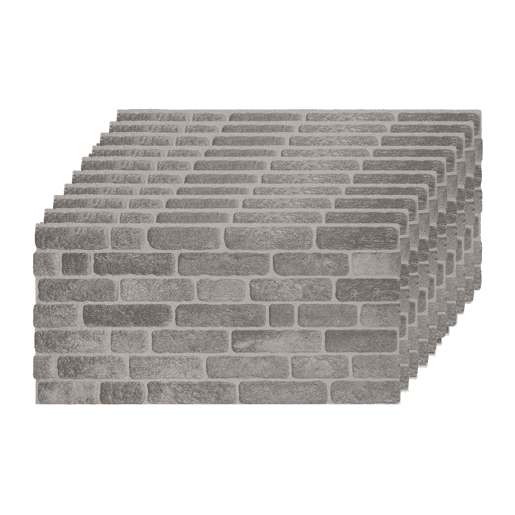 Conjunto de 10 Painéis (Superfície de 5 m²) de Parede Decorativos Efeito 3D Tijolo Cinzento Urbano em EPS - Acabamento Efeito Tijolo Conjunto de 10 Painéis (Superfície de 5 m²) de Parede Decorativos Efeito 3D Tijolo Cinzento Urbano em EPS - Acabamento Efeito Tijolo