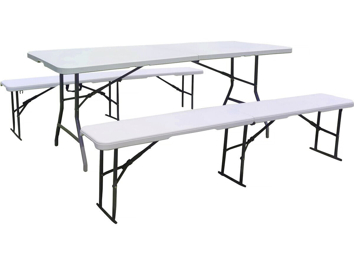 Conjunto de mesa de jardín plegable + 2 bancos