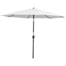 Guarda-sol de jardim Ø295x250 cm com manivela, guarda-sol externo com mecanismo de inclinação e mastro de metal removível para terraço, piscina e pátio, branco.