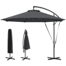Guarda-sol de jardim excêntrico com cobertura, proteção UV 50+ e base cruzada Ø290x243 cm cinza escuro