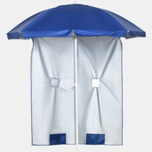 Guarda-sol de praia com painel lateral Ø191x211 cm com teto inclinável por manivela manual, 2 bolsos e 2 janelas para jardim.