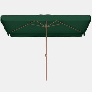 Guarda-sol para pátio externo 300x200x245 cm com ângulo ajustável, mastro de alumínio, manivela e proteção UV 50+ verde