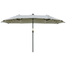 Guarda-sol duplo 450x265x240 cm com 48 luzes LED, manivela, proteção solar para terraço, varanda e piscina, cinza claro.