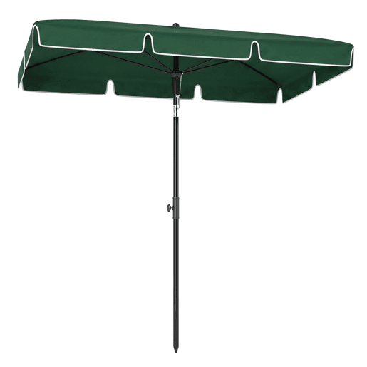 Guarda-sol retangular de alumínio para terraço, 2x1,3x2,5 m, com função de inclinação, verde.