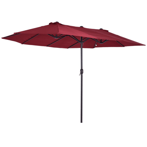 Guarda-sol duplo de jardim 455x265x238 cm, grande, com manivela manual, proteção solar, cor vinho. Guarda-sol duplo de jardim 455x265x238 cm, grande, com manivela manual, proteção solar, cor vinho.