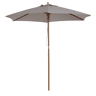 Guarda-sol de jardim Ø250x230 cm para terraço com estrutura de madeira, 6 varetas, sistema de corda e impermeável, cinza