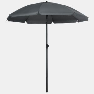 Guarda-sol de praia com proteção UV50+, haste de 32 mm de diâmetro e cobertura ajustável de 180 x 209 cm, cinza escuro.