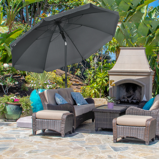 Guarda-sol de praia com proteção UV50+, haste de 32 mm de diâmetro e cobertura ajustável de 180 x 209 cm, cinza escuro. Guarda-sol de praia com proteção UV50+, haste de 32 mm de diâmetro e cobertura ajustável de 180 x 209 cm, cinza escuro.