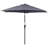 Guarda-sol de jardim em alumínio Ø260x235 cm, reclinável, com manivela e 6 varetas de metal, ideal para terraços e varandas. Cor: cinza.