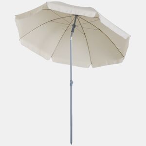Guarda-sol de praia com diâmetro de Ø202 cm, teto inclinável, mastro removível e estaca na base, para jardim, bege.