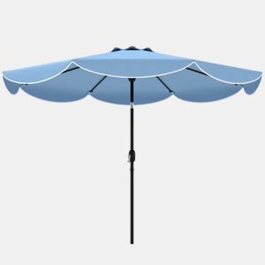 Guarda-sol de pátio externo Ø2,7 m com inclinação ajustável em 3 posições por manivela e volante, azul claro.