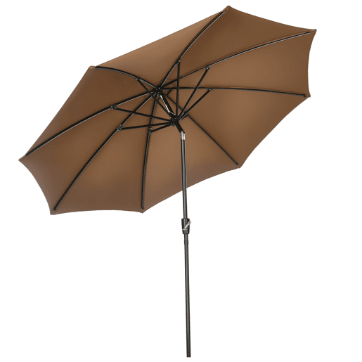 Guarda-sol de jardim com manivela e cobertura inclinável para pátio, terraço e área externa, Ø300x252 cm, marrom Guarda-sol de jardim com manivela e cobertura inclinável para pátio, terraço e área externa, Ø300x252 cm, marrom