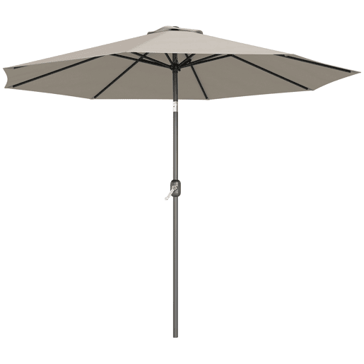 Guarda-sol de jardim Ø295x250 cm com manivela, guarda-sol externo com mecanismo de inclinação e mastro de metal removível para terraço, piscina e pátio, cinza claro. Guarda-sol de jardim Ø295x250 cm com manivela, guarda-sol externo com mecanismo de inclinação e mastro de metal removível para terraço, piscina e pátio, cinza claro.