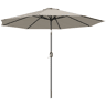 Guarda-sol de jardim Ø295x250 cm com manivela, guarda-sol externo com mecanismo de inclinação e mastro de metal removível para terraço, piscina e pátio, cinza claro.
